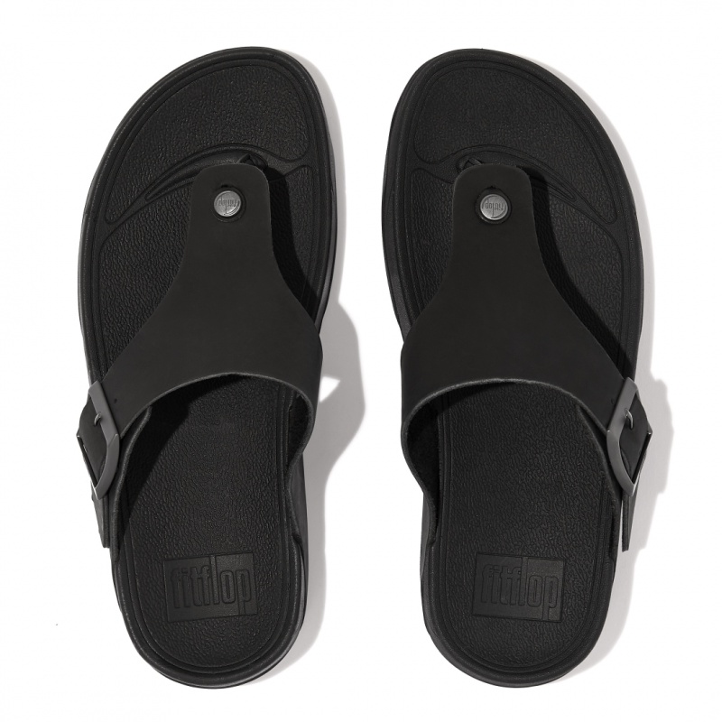 Black Fitflop Trakk Ii Nubuck Toe Men's Thongs | MY-LVXQMR342