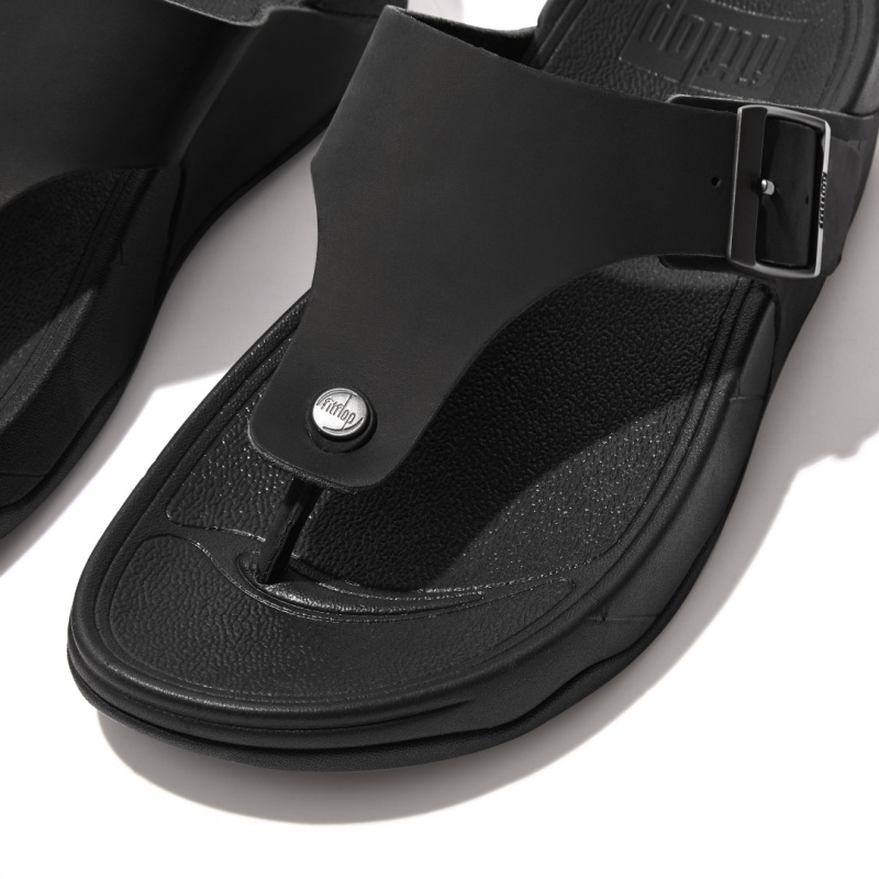 Black Fitflop Trakk Ii Nubuck Toe Men's Thongs | MY-LVXQMR342