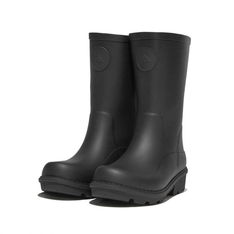 Black Fitflop Wonderwelly Natural Mix Welly Kids' Rubber Boots | MY-ZWVKHJ241