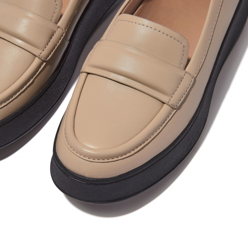 Black / Beige Fitflop F-Mode Women's Loafers | MY-FBSYKW291