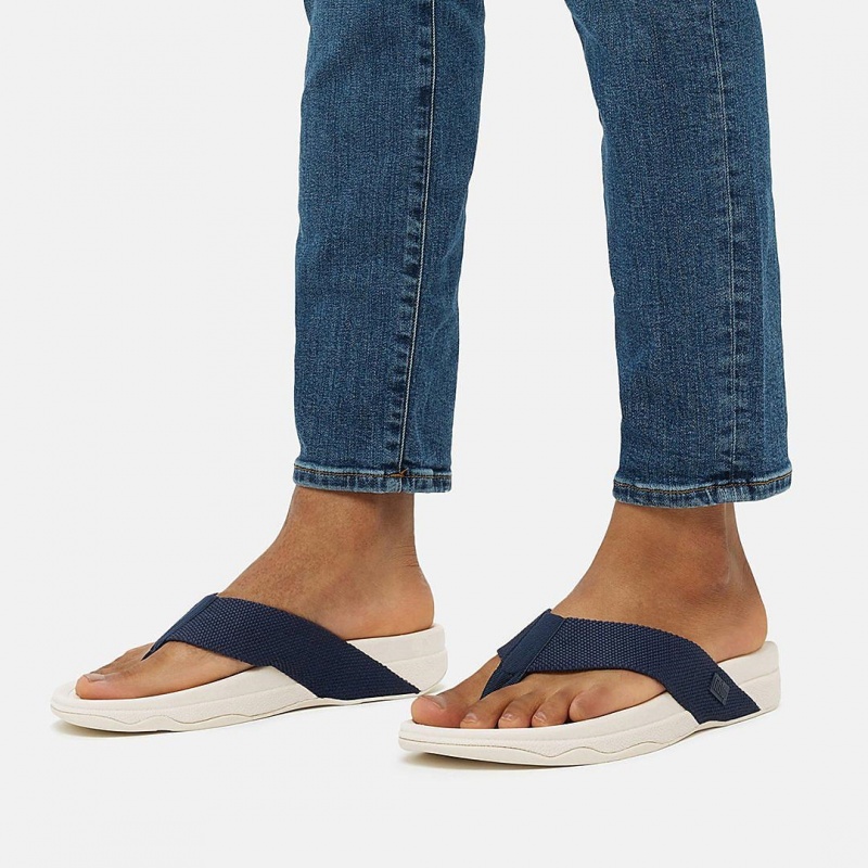 Blue Fitflop Surfer Polyester Men's Toe-Post Sandals | MY-EDKMUX853