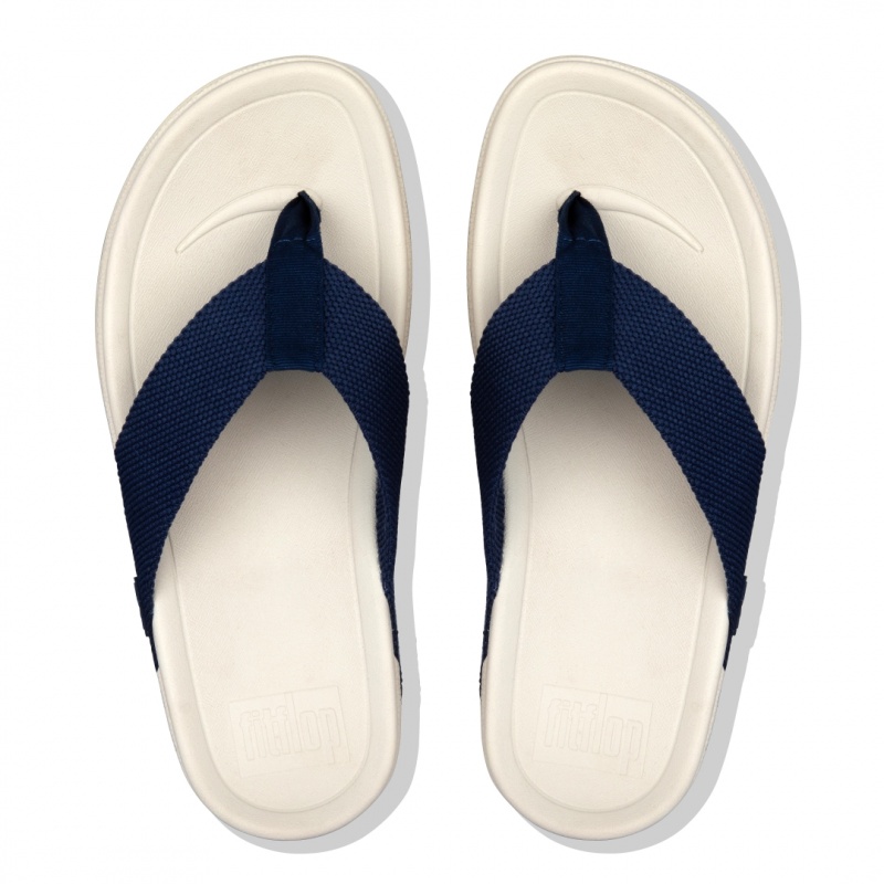 Blue Fitflop Surfer Polyester Men's Toe-Post Sandals | MY-EDKMUX853