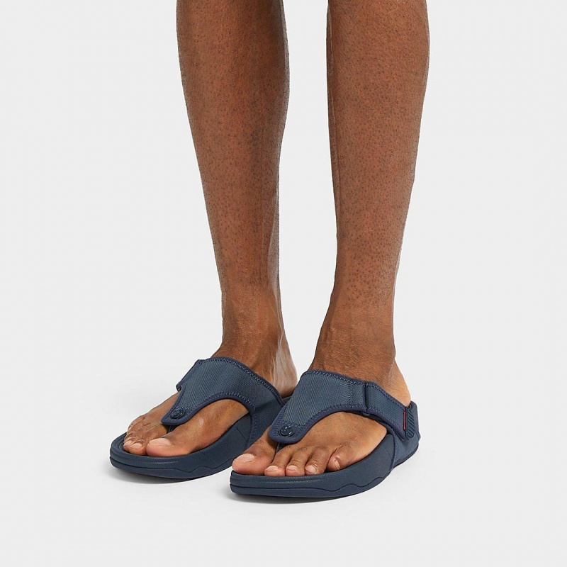 Blue Fitflop Trakk Ii Polyester Faux Toe Men's Thongs | MY-XSVLIT972