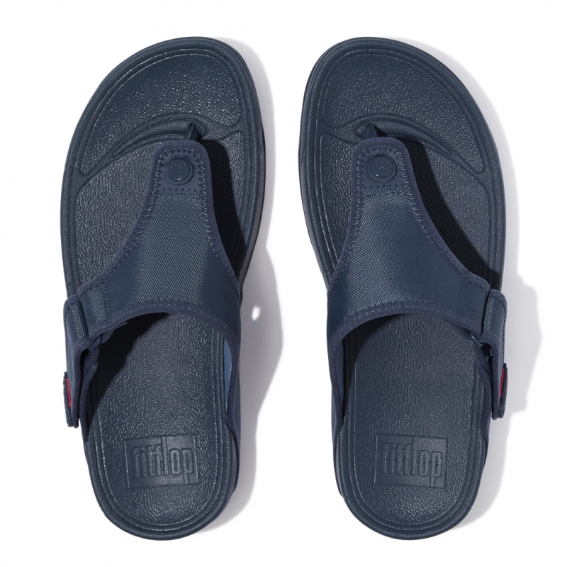 Blue Fitflop Trakk Ii Polyester Faux Toe Men's Thongs | MY-XSVLIT972