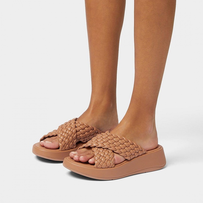 Brown Fitflop F-Mode Slides Women's Slides | MY-FDEYSI820