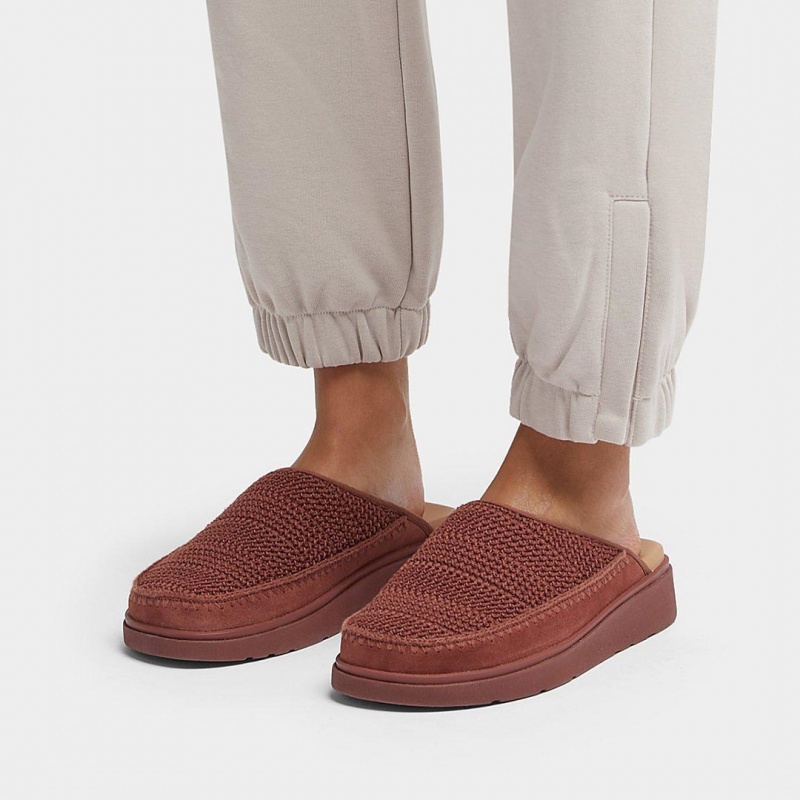 Brown Fitflop Gen-Ff Polyester Knit Cotton Women's Mules | MY-TJLMEN512