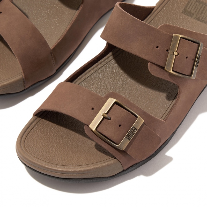 Brown Fitflop Gogh Moc Nubuck Men's Slides | MY-XGBWYN264