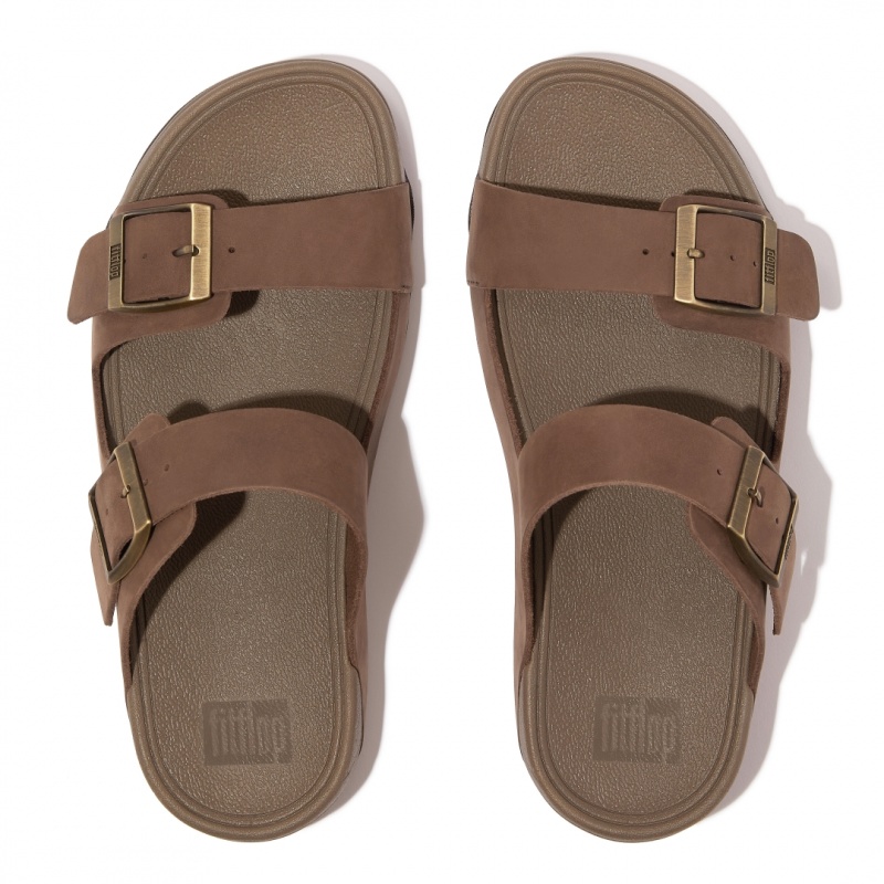 Brown Fitflop Gogh Moc Nubuck Men's Slides | MY-XGBWYN264