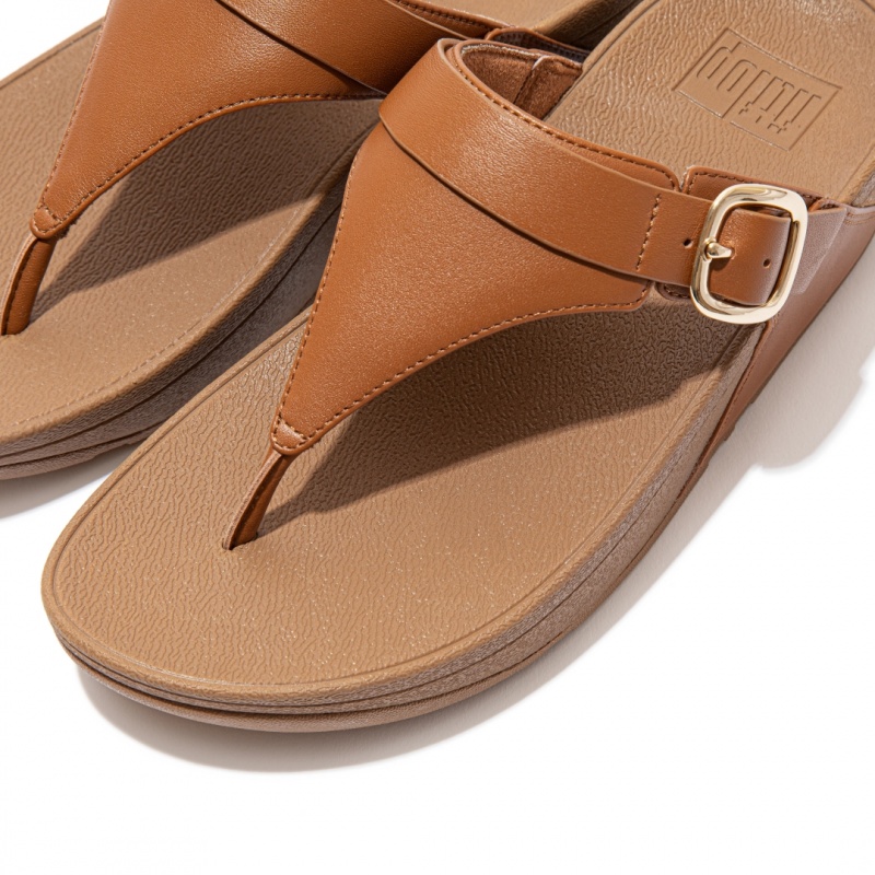 Brown Fitflop Lulu Adjustable Leather Women's Toe-Post Sandals | MY-BQCRUZ691