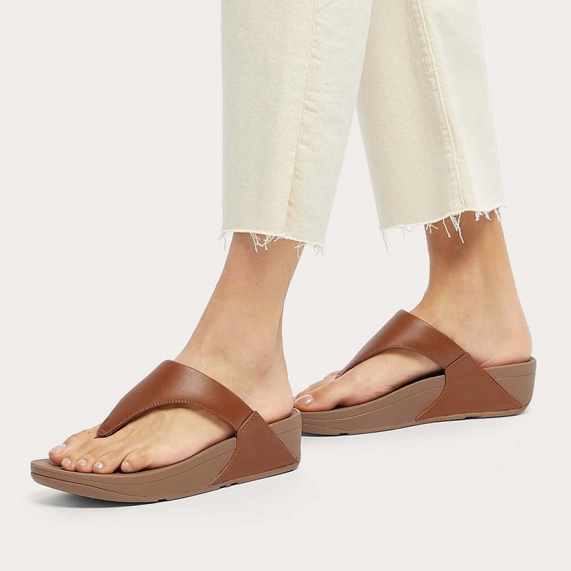 Brown Fitflop Lulu Leather Women's Toe-Post Sandals | MY-LCRVQK874