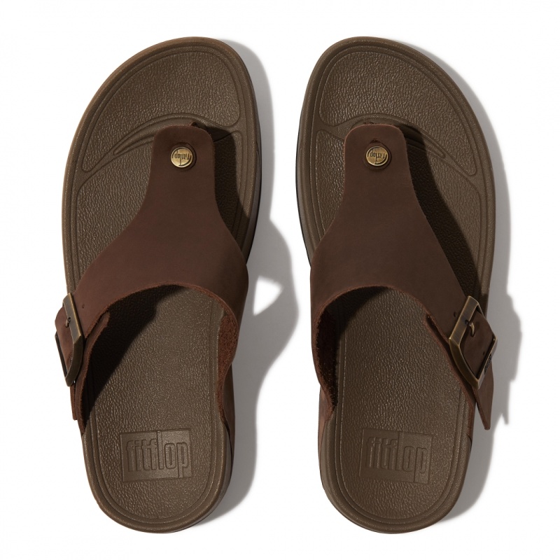 Brown Fitflop Trakk Ii Nubuck Toe Men's Thongs | MY-FHYELZ398