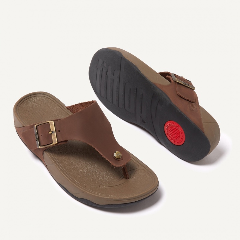 Brown Fitflop Trakk Ii Nubuck Toe Men's Thongs | MY-FHYELZ398