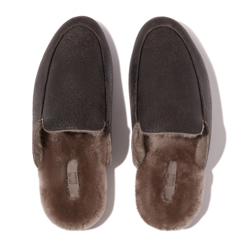 Chocolate Fitflop Gracie Double Faced Shearling Women's Mules | MY-FXTCPV296