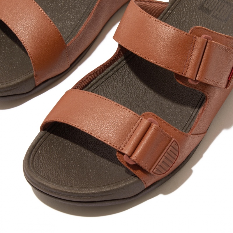 Dark Brown Fitflop Gogh Moc Men's Slides | MY-IYSGZH315