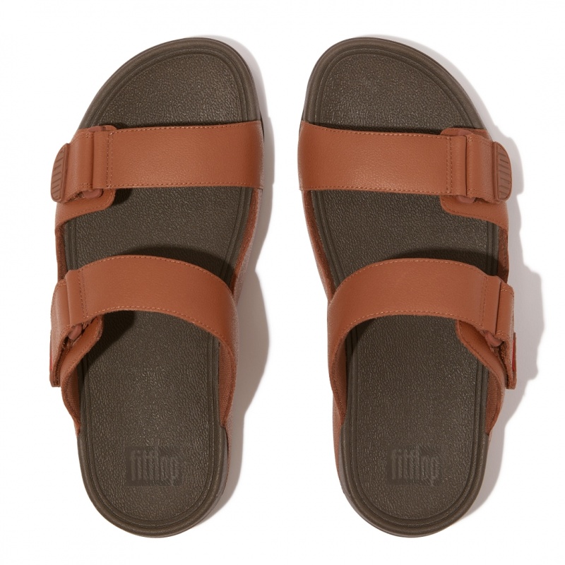 Dark Brown Fitflop Gogh Moc Men's Slides | MY-IYSGZH315