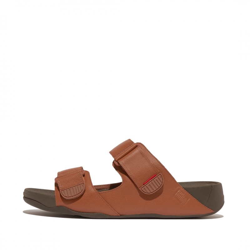 Dark Brown Fitflop Gogh Moc Men\'s Slides | MY-IYSGZH315