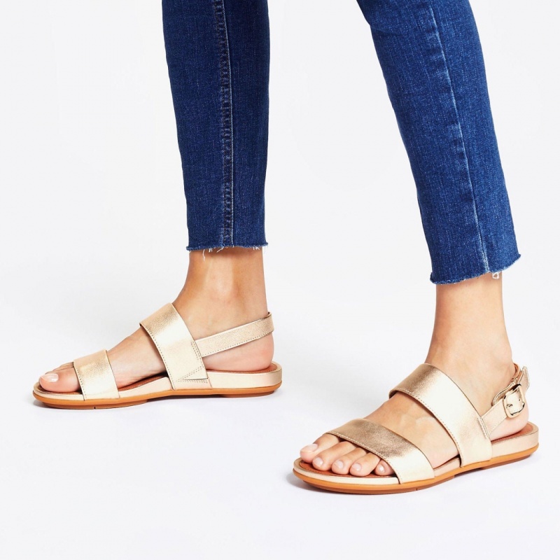 Gold Fitflop Gracie Leather Women's Back-Strap Sandals | MY-PXRENZ409