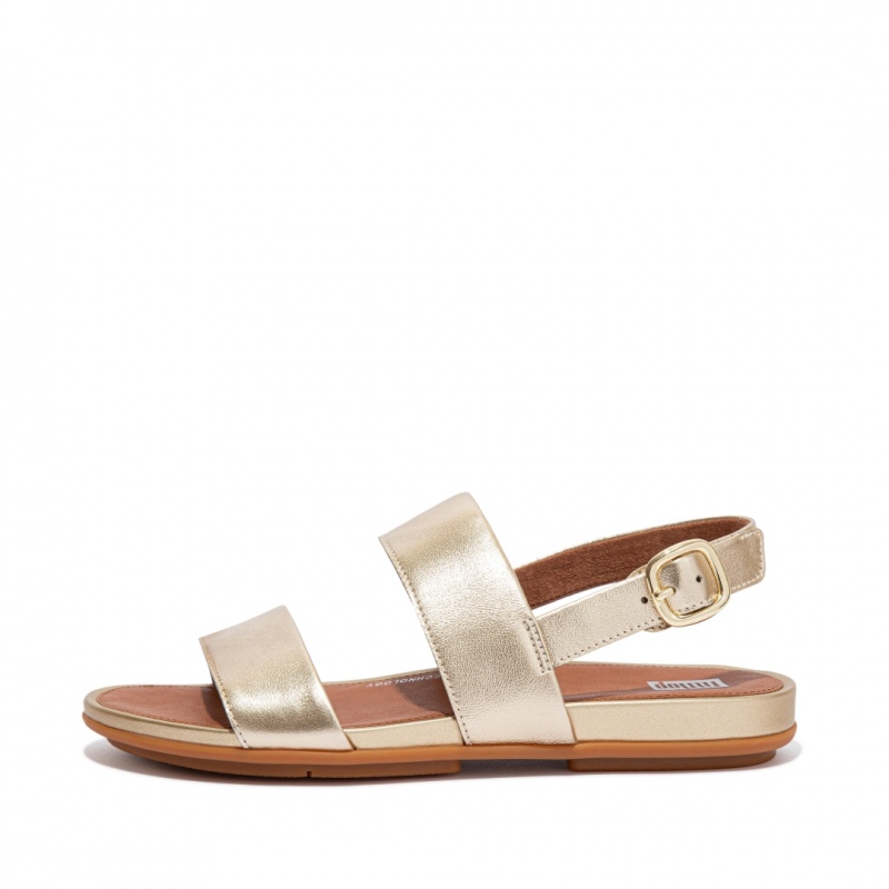 Gold Fitflop Gracie Leather Women\'s Back-Strap Sandals | MY-PXRENZ409