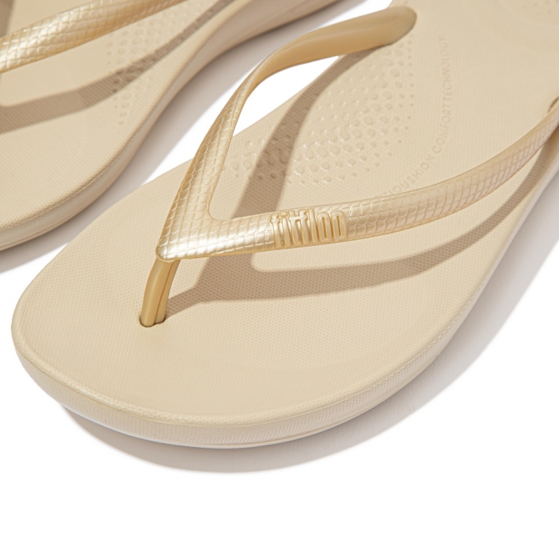 Gold Fitflop Iqushion Ergonomc Women's Flip Flops | MY-YDGXZT760