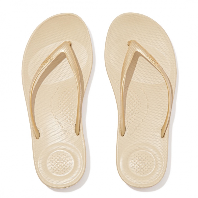 Gold Fitflop Iqushion Ergonomc Women's Flip Flops | MY-YDGXZT760