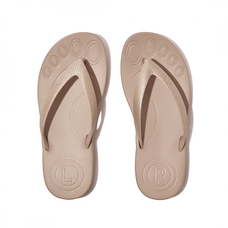 Gold Fitflop Iqushion Rubber Kids' Flip Flops | MY-BSOUKR467