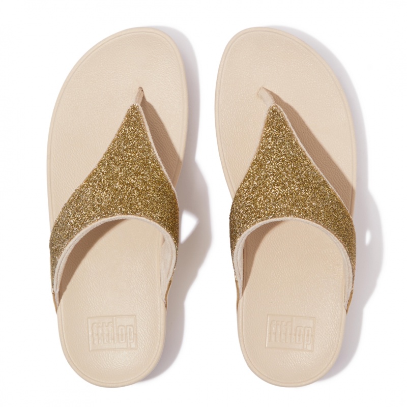 Gold Fitflop Lulu Canvas Leather Thongs Women's Toe-Post Sandals | MY-HLTXAD729