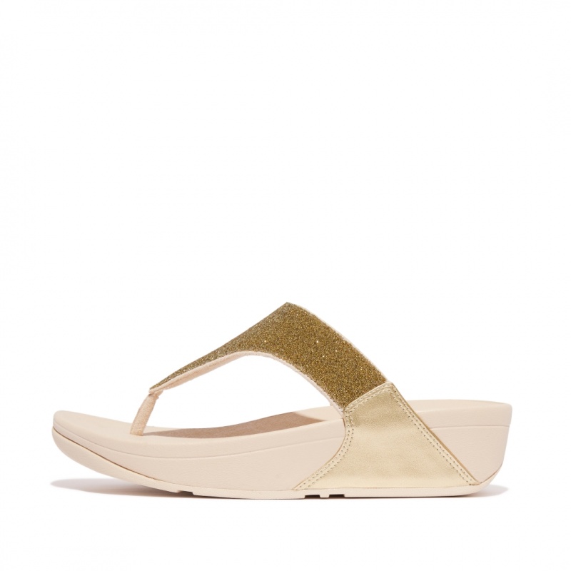 Gold Fitflop Lulu Microfibre Faux Leather (Pu) Thongs Women\'s Toe-Post Sandals | MY-USTXBC374