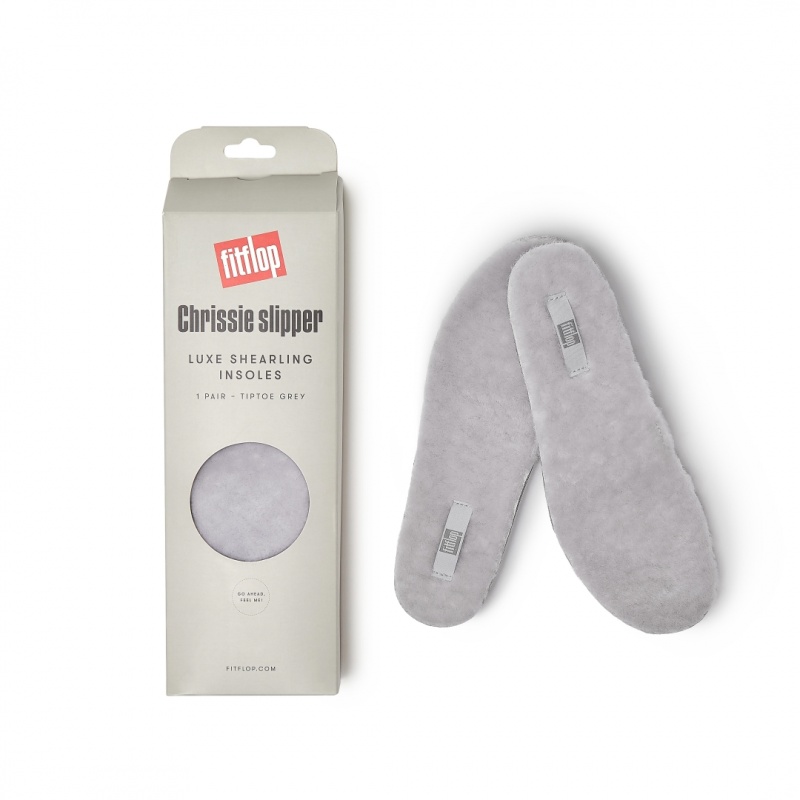 Grey Fitflop Chrissie Shearling Slippers Women's Insoles | MY-IRJULT534