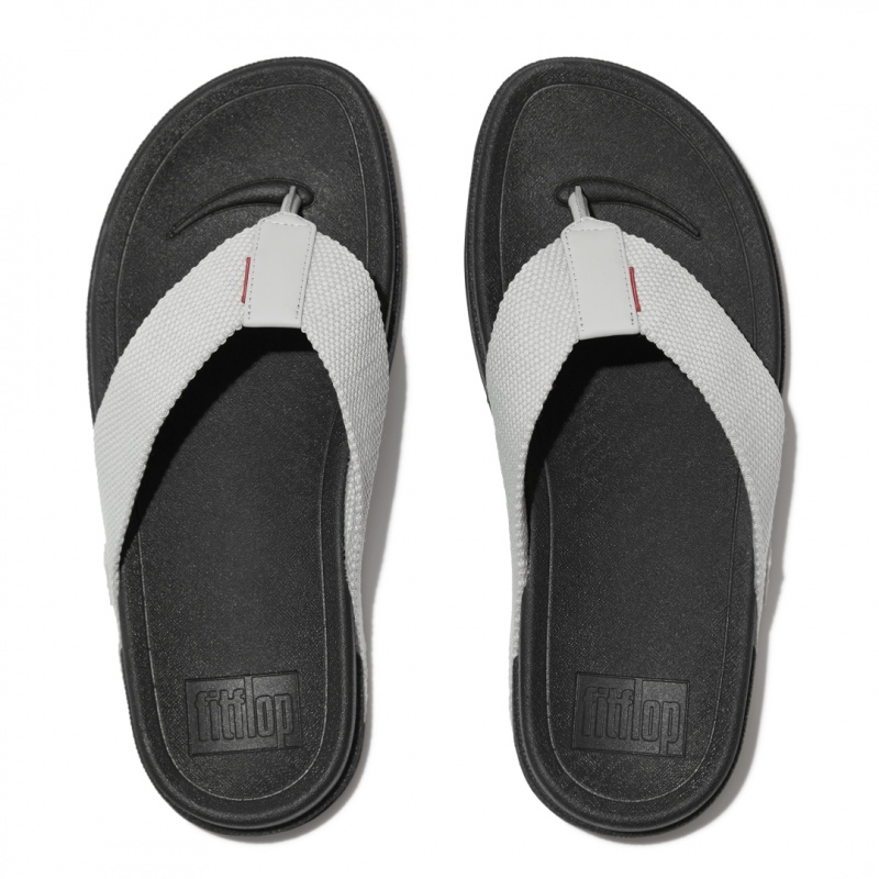 Grey Fitflop Surfer Polyester Men's Toe-Post Sandals | MY-ATXUSK490