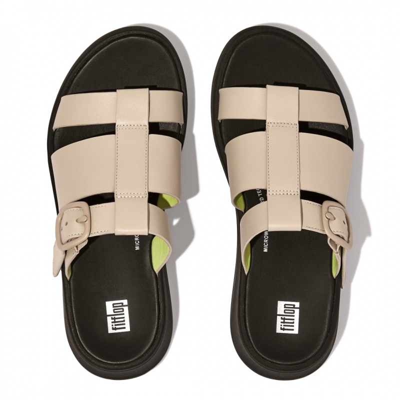 Grey / Yellow Fitflop F-Mode Slides Women's Slides | MY-LCEXSQ275