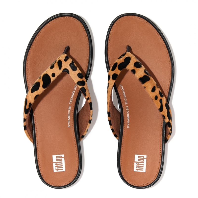 Leopard Fitflop Gracie Leopard Print Women's Flip Flops | MY-RLQBFM385