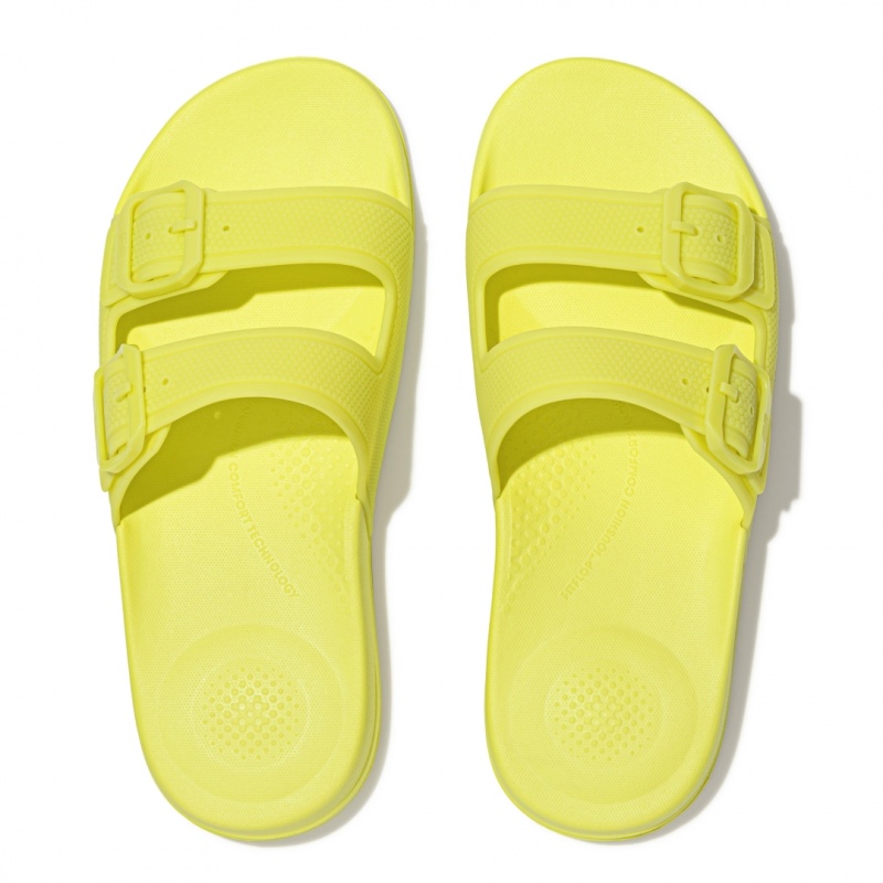 Light Green Fitflop Iqushion Rubber Tpu Slides Women's Slides | MY-ETQDFK950