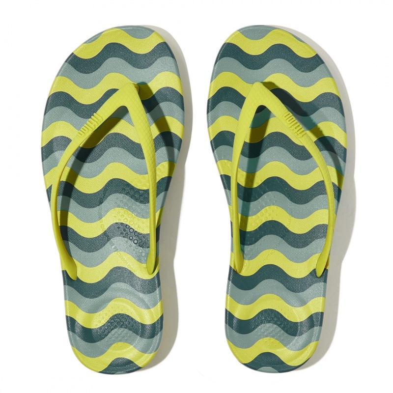 Light Green Fitflop Iqushion Snake Embossed Rubber Tpu Flip Flops Women's Flip Flops | MY-ECXSUQ504