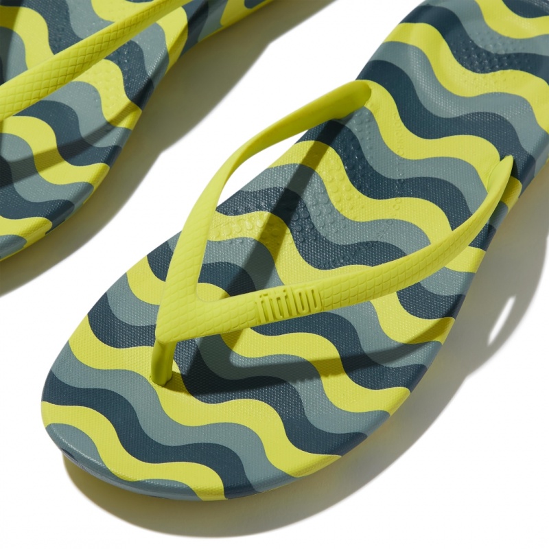 Light Green Fitflop Iqushion Snake Embossed Rubber Tpu Flip Flops Women's Flip Flops | MY-ECXSUQ504