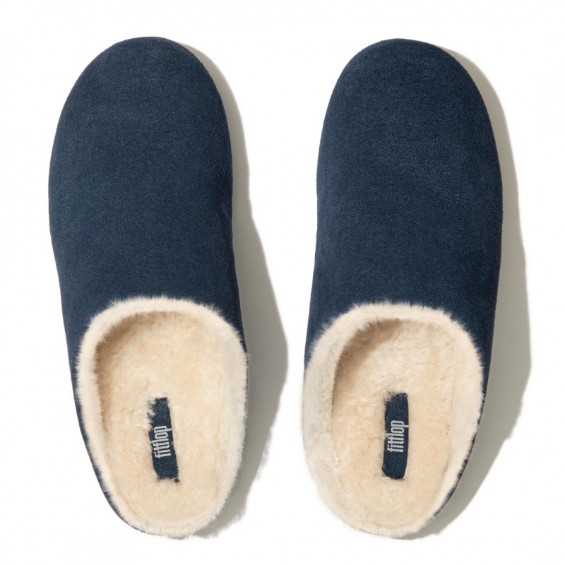 Navy Fitflop Chrissie Shearling Women's Slippers | MY-VYJCAN157