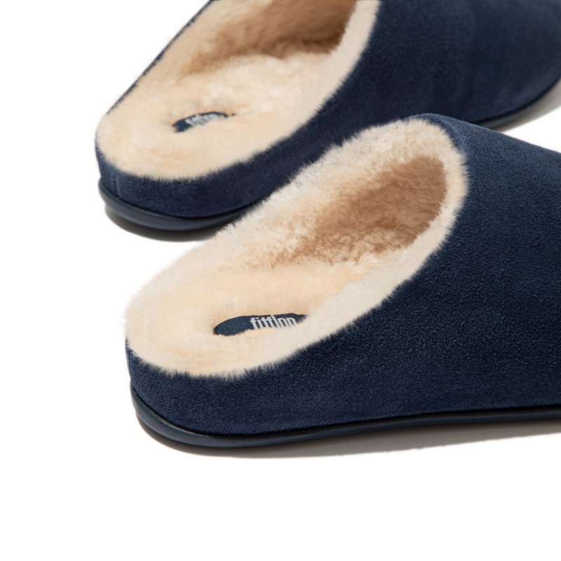 Navy Fitflop Chrissie Shearling Women's Slippers | MY-VYJCAN157