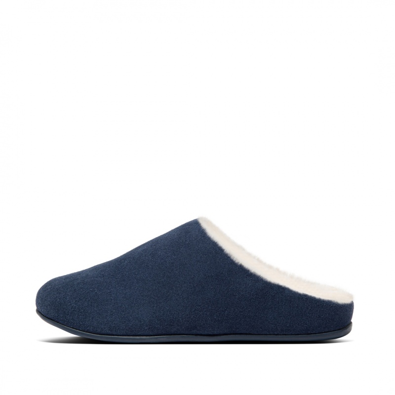 Navy Fitflop Chrissie Shearling Women\'s Slippers | MY-VYJCAN157