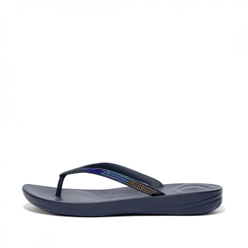 Navy Fitflop Iqushion Ombre Glitter Women\'s Flip Flops | MY-EMQDLT928