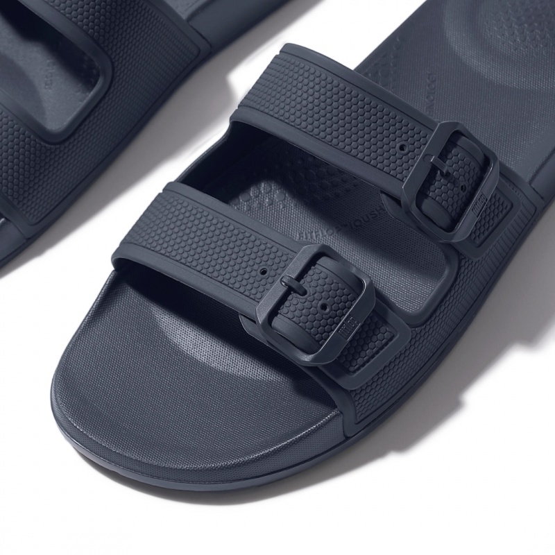 Navy Fitflop Iqushion Rubber Men's Sandals | MY-FCYIPZ389