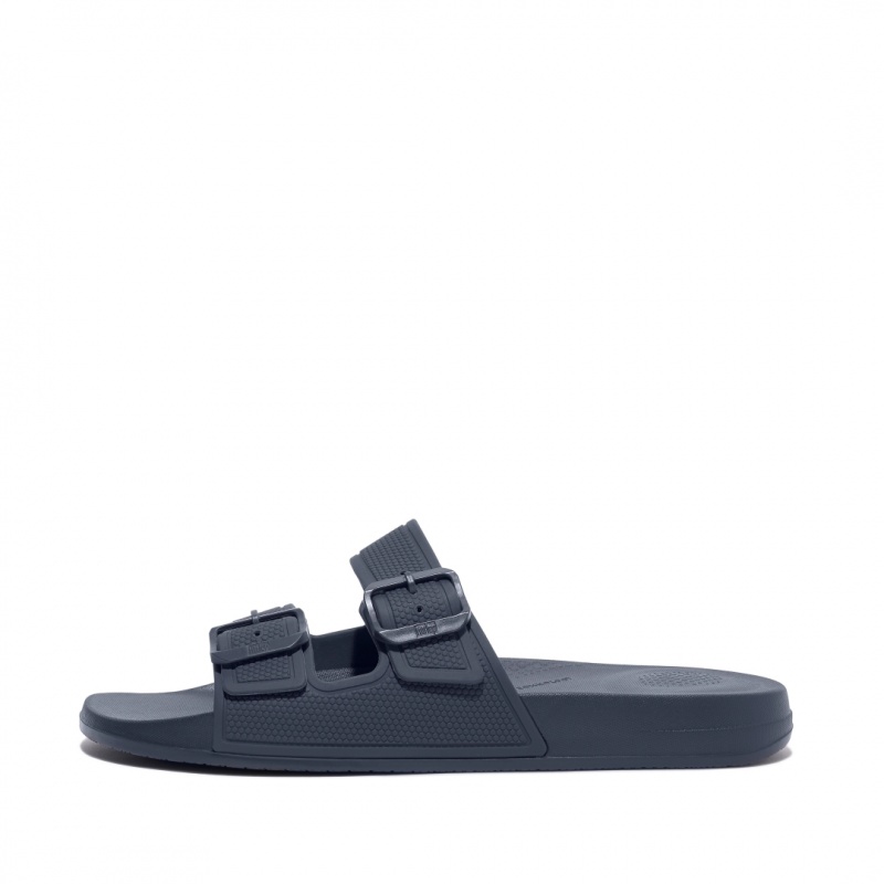 Navy Fitflop Iqushion Rubber Men\'s Sandals | MY-FCYIPZ389