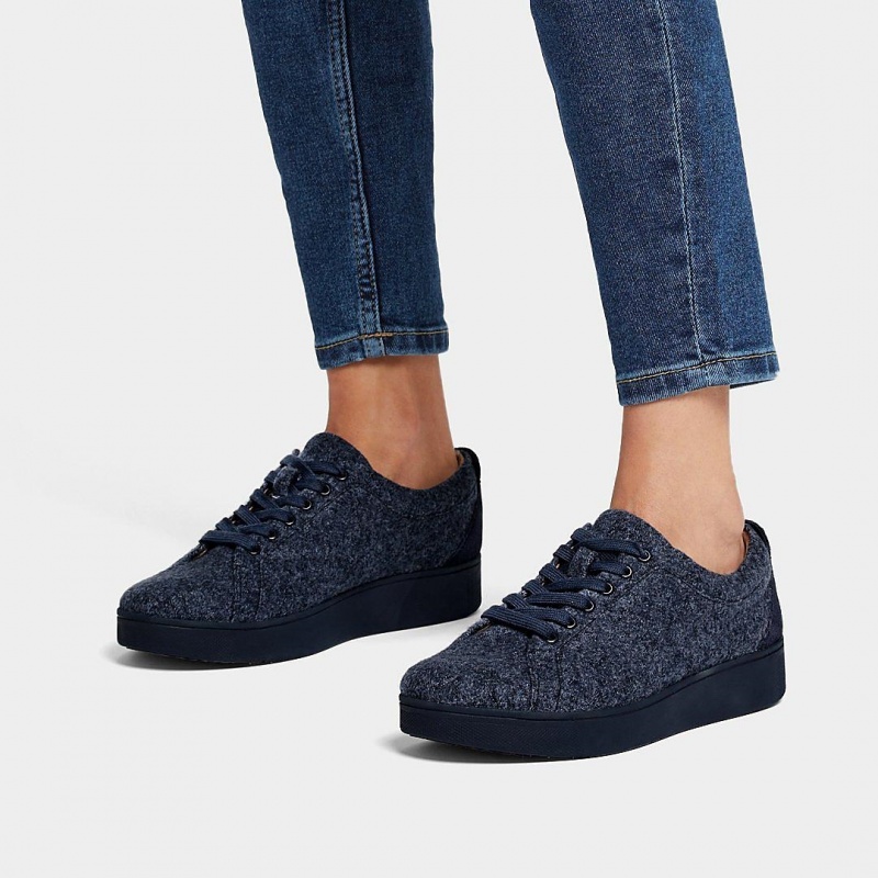 Navy Fitflop Rally Merino Wool Women's Sneakers | MY-MWEZRY624