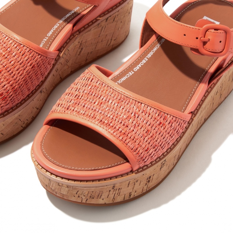 Orange Fitflop Eloise Faux Raffia Back Strap Women's Wedge Sandals | MY-JQUOET047