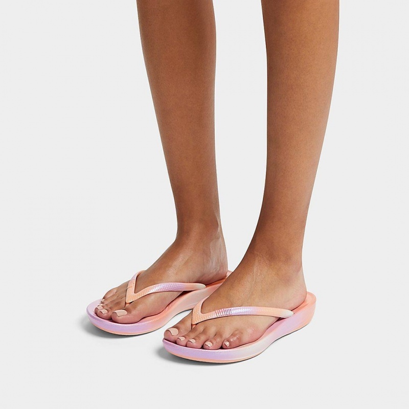 Pink Fitflop Iqushion Snake Embossed Rubber Tpu Women's Flip Flops | MY-ZRQKWV325