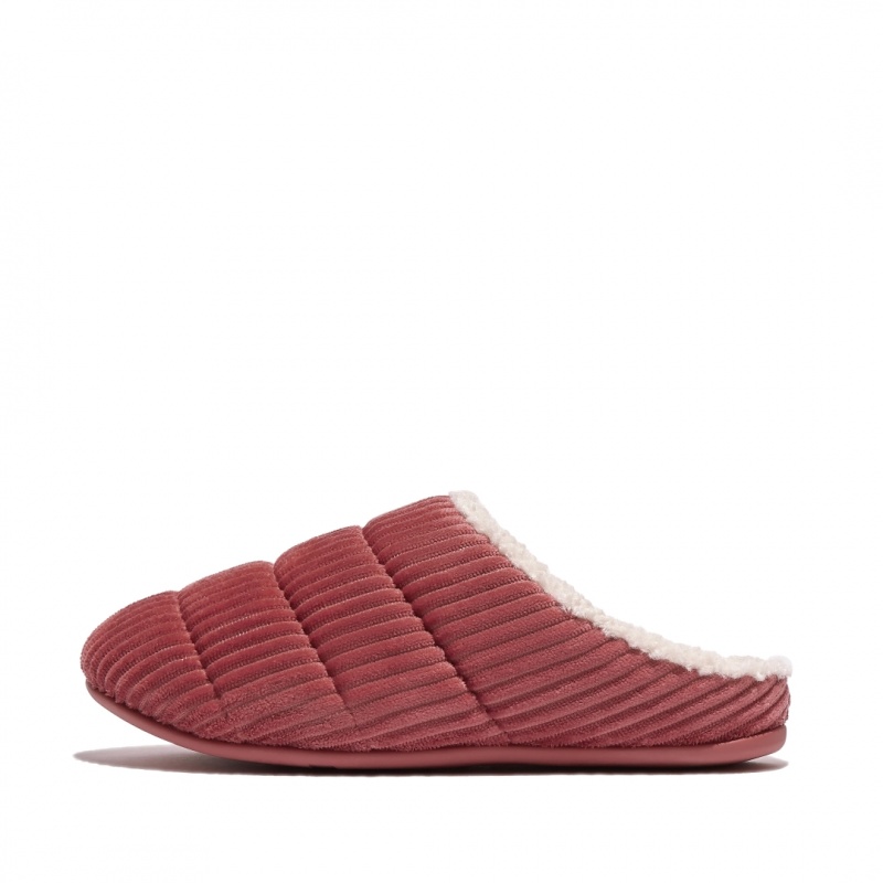 Red Fitflop Chrissie Corduroy Polyester Women\'s Slippers | MY-CBMFAR374