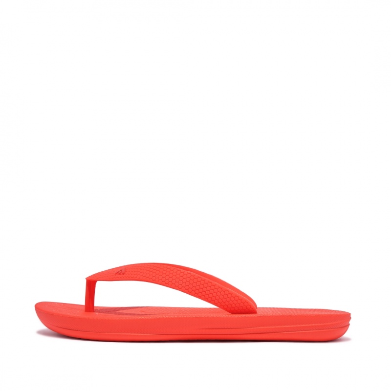 Red Fitflop Iqushion Rubber Kids\' Flip Flops | MY-RHPCWY918