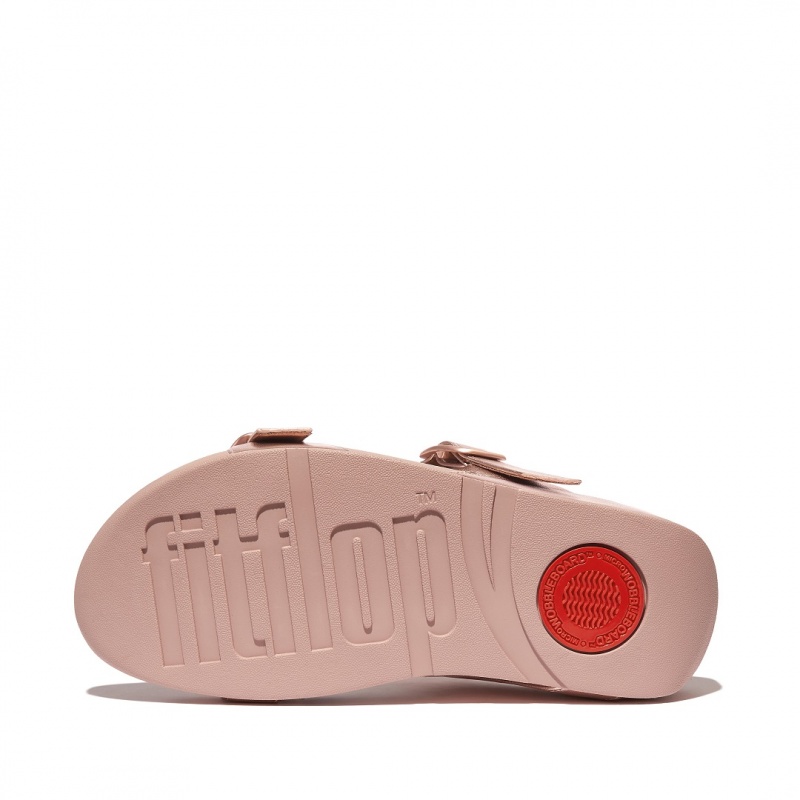 Rose Gold Fitflop Lulu Leather Women's Slides | MY-BWGKIH940