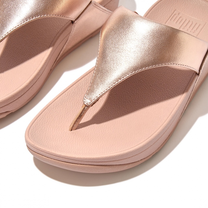 Rose Gold Fitflop Lulu Leather Women's Toe-Post Sandals | MY-NIELVO476