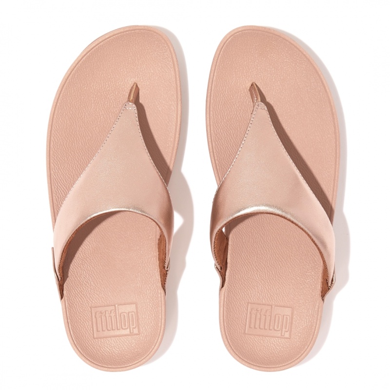 Rose Gold Fitflop Lulu Leather Women's Toe-Post Sandals | MY-NIELVO476