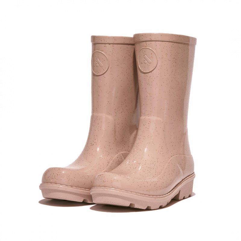 Rose Gold Fitflop Wonderwelly Natural Mix Welly Kids' Rubber Boots | MY-ABYMEI409