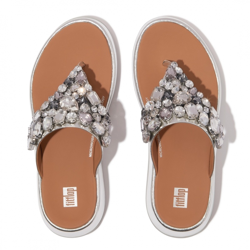 Silver Fitflop F-Mode Women's Flip Flops | MY-ZHRSIK107